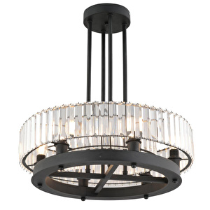 Apliqa Azalea 6lı Siyah Kristalli Taşlı Modern Tasarım Kristal Büyük Salon Avize görseli 3