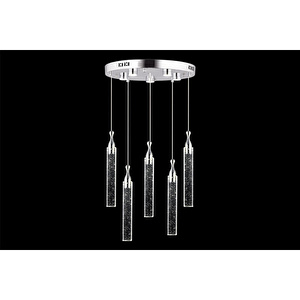Apliqa Klaus 5'li Yuvarlak Krom Kristal Ledli Modern Oturma Odası Salon Sarkıt Avize görseli 1