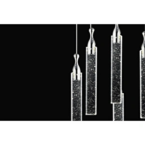 Apliqa Klaus 5'li Yuvarlak Krom Kristal Ledli Modern Oturma Odası Salon Sarkıt Avize görseli 3