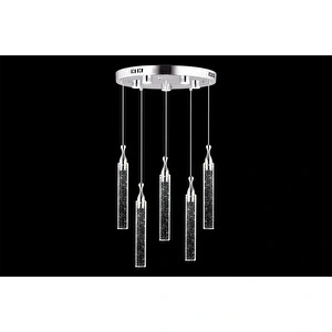 Apliqa Klaus 5'li Yuvarlak Krom Kristal Ledli Modern Oturma Odası Salon Sarkıt Avize görseli 2