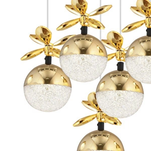 Apliqa Lokken 5'li Yuvarlak 42 Watt Gold Kristal Ledli Modern Oturma Odası Salon Sarkıt Avize görseli 4