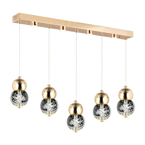 Apliqa Sasha 5'li Sıralı 3 Renkli 57 Watt Gold Kristal Ledli Modern Oturma Odası Salon Sarkıt Avize görseli 3