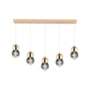 Apliqa Sasha 5'li Sıralı 3 Renkli 57 Watt Gold Kristal Ledli Modern Oturma Odası Salon Sarkıt Avize görseli 2