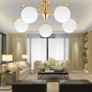 Apliqa Diaspor 5li Yuvarlak Gold Modern Sarkıt Genç Odası Yatak Odası Retro Salon Avize görseli 1