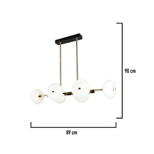 Apliqa Sanya Sıralı 60 Watt Siyah Gold Modern Oturma Odası, Yemek Masası Üstü, Salon Avize görseli 4