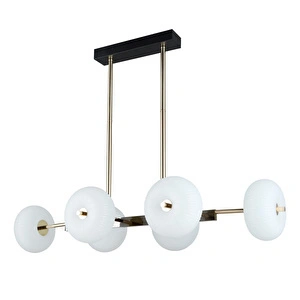 Apliqa Sanya Sıralı 60 Watt Siyah Gold Modern Oturma Odası, Yemek Masası Üstü, Salon Avize görseli 3