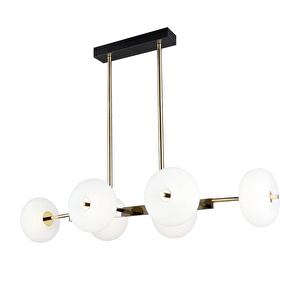Apliqa Sanya Sıralı 60 Watt Siyah Gold Modern Oturma Odası, Yemek Masası Üstü, Salon Avize görseli 2