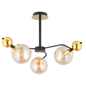 Apliqa Florit 3'lü Siyah Gold Modern Oturma Odası Salon Avize görseli 3