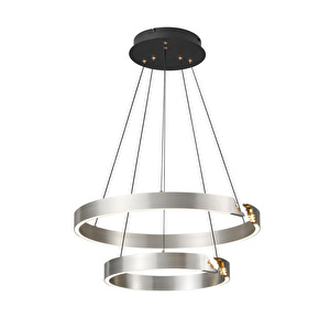 Apliqa Late Gri İki Katlı Yuvarlak 69 Watt Modern Sarkıt Salon Led Avize görseli 2