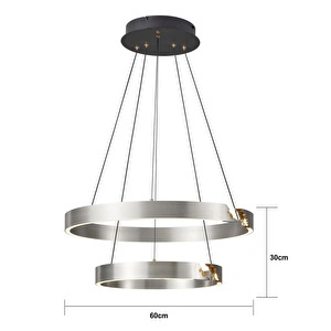 Apliqa Late Gri İki Katlı Yuvarlak 69 Watt Modern Sarkıt Salon Led Avize görseli 4