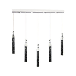 Apliqa Klaus 5'li Sıralı 3 Renkli 75 Watt Krom Kristal Ledli Modern Oturma Odası Salon Sarkıt Avize görseli 2