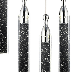 Apliqa Klaus 5'li Sıralı 3 Renkli 75 Watt Krom Kristal Ledli Modern Oturma Odası Salon Sarkıt Avize görseli 4