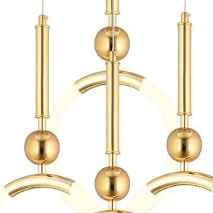 Apliqa Struer 4'lü Yuvarlak Gold Ledli 89 Watt Modern Koridor, Yatak Odası Salon Sarkıt Led Avize görseli 3