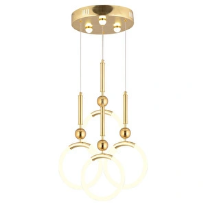 Apliqa Struer 4'lü Yuvarlak Gold Ledli 89 Watt Modern Koridor, Yatak Odası Salon Sarkıt Led Avize görseli 2