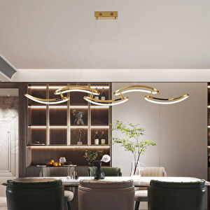 Apliqa Quon 5'li Gold 100 Watt Sıralı Yemek Masası Üstü Modern Sarkıt Salon Led Avize görseli 2