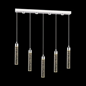 Apliqa Zaki 5 Li Sıralı Krom Kaplama 3 Renkli 72 Watt Ledli Modern Tasarım Oturma Odası,yemek Masa Üstüı,salon Sarkıt Led Avize görseli 2