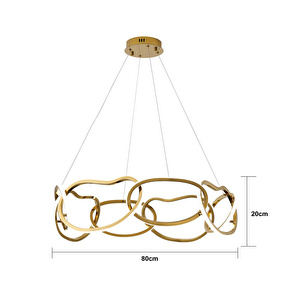 Apliqa Quon 8'li Gold 150 Watt Yuvarlak Modern Sarkıt Salon Led Avize görseli 4