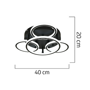Apliqa Dalia Siyah 114 Watt Ledli Modern Mutfak Banyo Led Salon Plafonyer Avize görseli 3