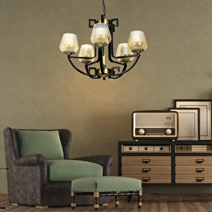 Apliqa Nevada 5li Modern Genç Odası Retro Salon Avize görseli 2