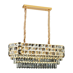 Apliqa Orrel 10'lu Sıralı Gold Kristal Taşlı Modern Yemek Odası Salon Sarkıt Avize görseli 3