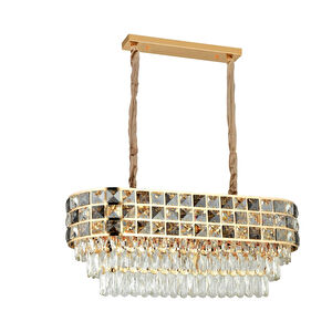 Apliqa Orrel 10'lu Sıralı Gold Kristal Taşlı Modern Yemek Odası Salon Sarkıt Avize görseli 2