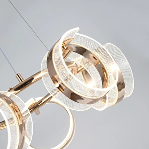 Apliqa Linea 5'li Gold Yuvarlak Salon Sarkıt Led Avize görseli 5