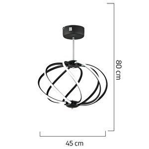 Apliqa Gestel Siyah Sarkıt 88 Watt Sarkıt Ledli Modern Mutfak Banyo Led Salon Sarkıt Avize görseli 4