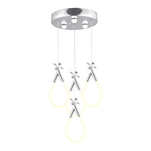 Apliqa Vojens 4'lü Yuvarlak Krom Ledli 53 Watt Kelebek Detaylı Modern Koridor, Yatak Odası Salon Sarkıt Led Avize görseli 2