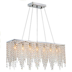 Apliqa Vita 7 Lı Krom Kristalli Taşlı Modern Tasarım Kristal Salon Avize görseli 3