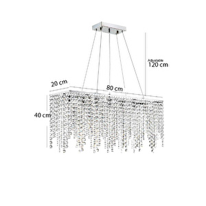 Apliqa Vita 7 Lı Krom Kristalli Taşlı Modern Tasarım Kristal Salon Avize görseli 4