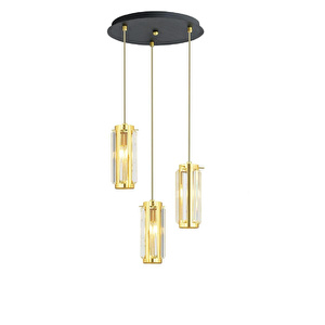 Apliqa Natali 3lü Sarkıt Gold Modern Genç Odası Mutfak Salon Sarkıt Avize görseli 2