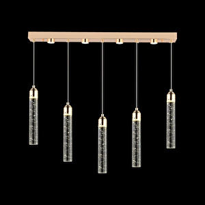 Apliqa Zaki 5 Li Sıralı Gold Kaplama 3 Renkli 72 Watt Ledli Modern Tasarım Oturma Odası,yemek Masa Üstüı,salon Sarkıt Led Avize görseli 2
