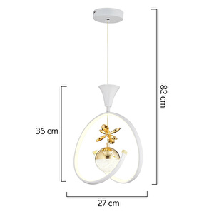 Apliqa Mengü Tekli Beyaz Gold 3 Renkli 36 Watt Ledli Modern Oturma Odası, Koridor, Salon Led Avize görseli 5