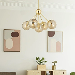 Apliqa Meyo 5li Gold Bal Camlı Modern Genç Odası Yatak Odası Salon Avize görseli 2