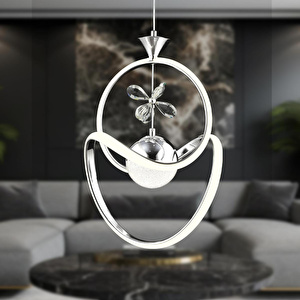 Apliqa Conroy Krom 3 Renkli 48 Watt Kristal Ledli Modern Oturma Odası Salon Sarkıt Avize görseli 1