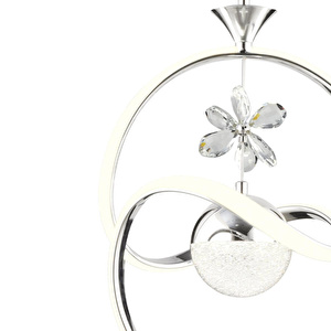 Apliqa Conroy Krom 3 Renkli 48 Watt Kristal Ledli Modern Oturma Odası Salon Sarkıt Avize görseli 4