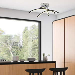Apliqa Dosse 3lü Siyah 28 Watt Plafonyer 3 Renkli Ledli Modern Mutfak Banyo Led Salon Sarkıt Avize görseli 1