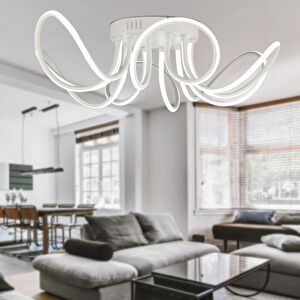 Apliqa Ladore 6lı Beyaz 120 Watt Sarkıt Ledli Modern Mutfak Banyo Led Salon Plafonyer Avize görseli 1