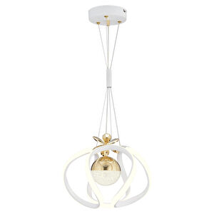 Apliqa Pelin Tekli Beyaz Gold 3 Renkli 39 Watt Ledli Modern Oturma Odası, Koridor, Salon Led Avize görseli 2
