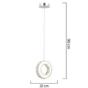 Apliqa Akanay Tekli Krom Ledli 3 Renkli Sarkıt Kristalli Taşlı Modern Tasarım Led Kristal Top Salon Avize görseli 5