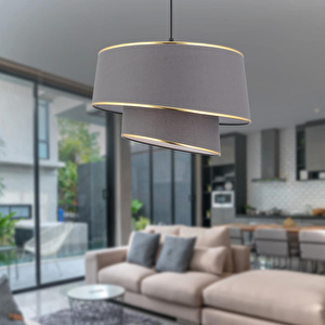 Apliqa Paoni 2 Katlı Antrasit Gold Detaylı Modern Koridor,yatak Odası Salon Avize görseli 1