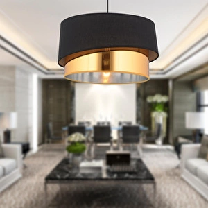 Apliqa Marstal Büyük 2 Katlı Siyah Gold Detaylı Modern Koridor,yatak Odası Salon Avize görseli 1