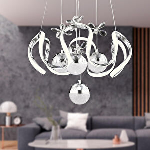 Apliqa Jonas Krom 3 Renkli 103 Watt Kristal Ledli Modern Oturma Odası Salon Sarkıt Avize görseli 1
