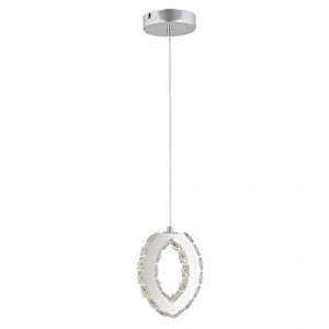 Apliqa Wicker 40 Watt Tekli Krom Ledli 3 Renkli Sarkıt Kristalli Taşlı Modern Tasarım Led Kristal Salon Avize görseli 2