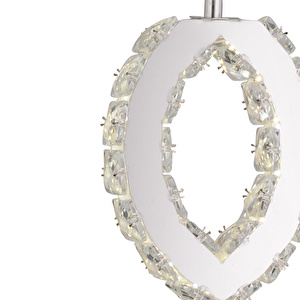 Apliqa Wicker 40 Watt Tekli Krom Ledli 3 Renkli Sarkıt Kristalli Taşlı Modern Tasarım Led Kristal Salon Avize görseli 4