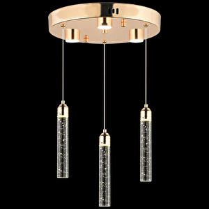 Apliqa Zaki 3 Lü Gold Kaplama 3 Renkli 45 Watt Ledli Modern Tasarım Oturma Odası,genç Odası,yatak Odası,salon Sarkıt Led Avize görseli 2