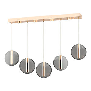 Apliqa Dustin 5'li Sıralı 3 Renk 75 Watt Gold Kristal Ledli Modern Oturma Odası Salon Sarkıt Avize