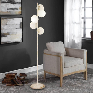 Apliqa Uzel 5li Beyaz Patinalı Modern Tasarım Metal Lambader görseli 2