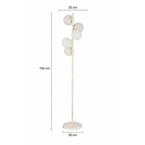 Apliqa Uzel 5li Beyaz Patinalı Modern Tasarım Metal Lambader görseli 6