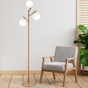 Renji 3lü Eskitme Boyalı Beyaz Camlı Modern Tasarım Metal Lambader